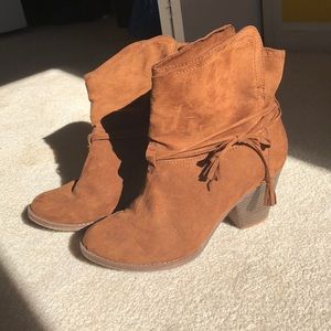 Brown Boho Heeled Ankle Boots